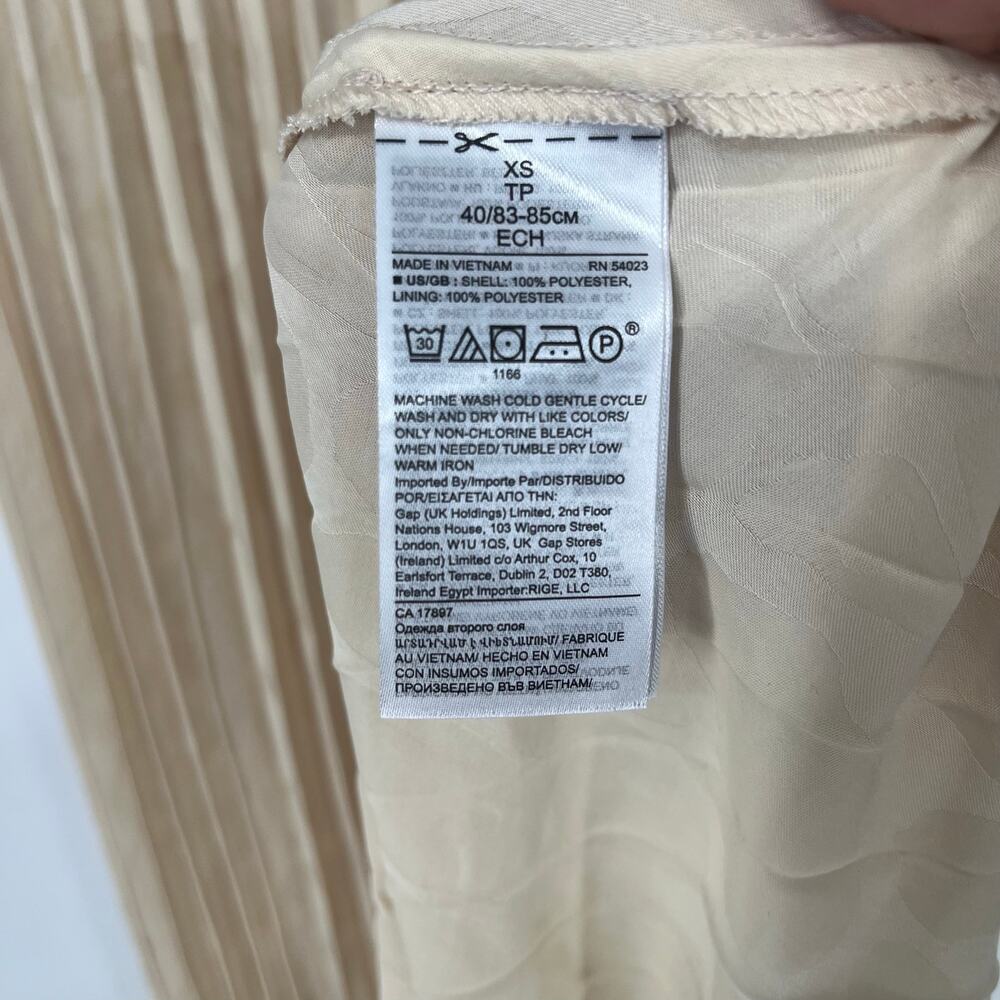 Banana Republic Cream Pleated Midi Dress NWT XS Sleeveless Tie Waist Elegant - Picture 8 of 8